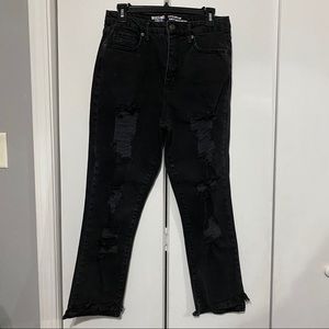 Black ripped mom jeans